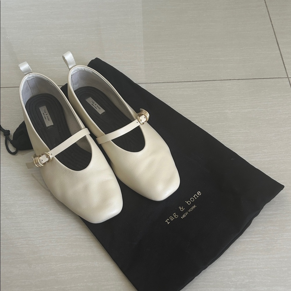 Rag@Bone White Mary Jane Flats